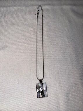 Lia Sophia Silver-Tone Mother of Pearl Mosaic Pendant Necklace
